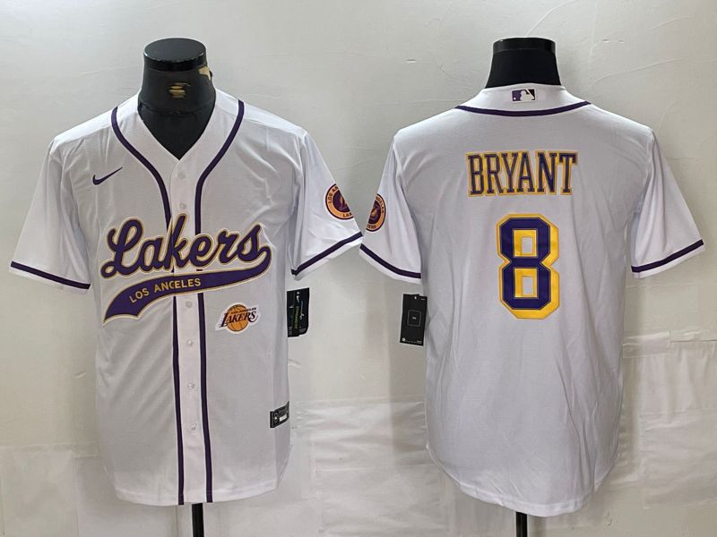 Men Los Angeles Lakers 8 Bryant White Jointly Nike 2024 NBA Jersey style 3